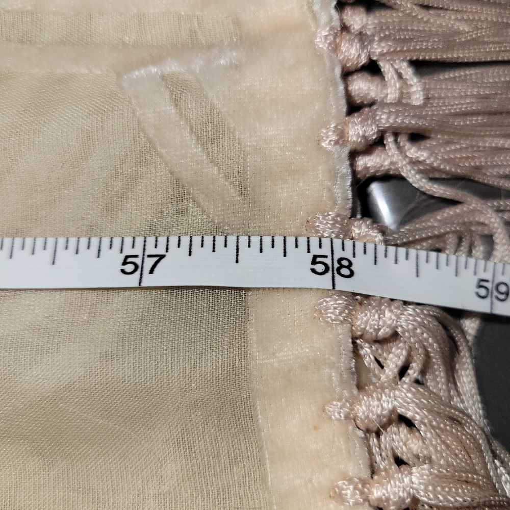 Elegant Cejon Light Peach Beaded Fringe Scarf - Picture 7 of 8